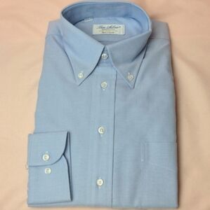 Ben Silver New Oxford Classic Light Blue Cotton Button Down Dress Shirt 15 3/4